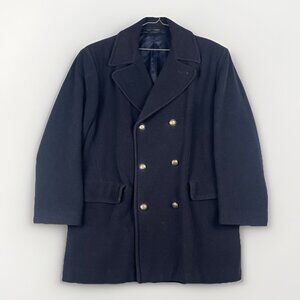 VTG BYBLOS Wool Overcoat Military Style Jacket 50 EU Black Italy made